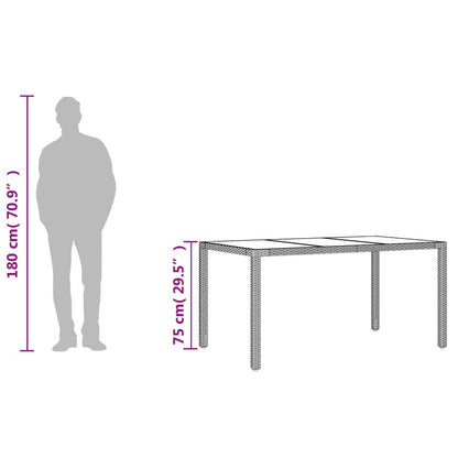 vidaXL Garden Table with Glass Top Black 150x90x75 cm Poly Rattan