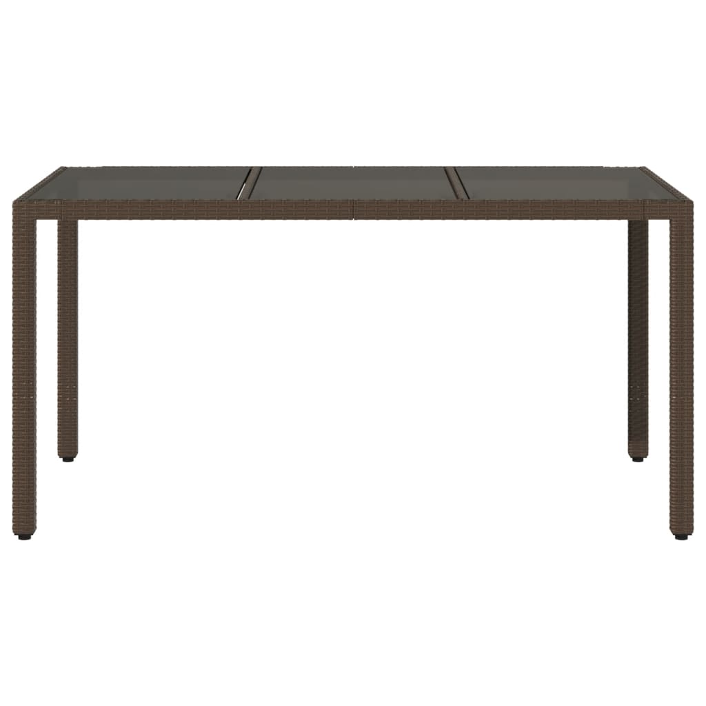 vidaXL Garden Table with Glass Top Brown 150x90x75 cm Poly Rattan