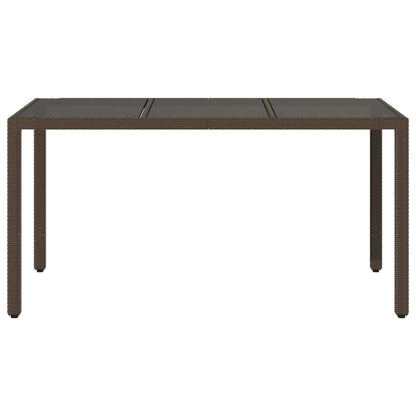 vidaXL Garden Table with Glass Top Brown 150x90x75 cm Poly Rattan