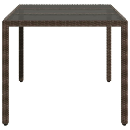 vidaXL Garden Table with Glass Top Brown 150x90x75 cm Poly Rattan