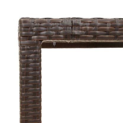 vidaXL Garden Table with Glass Top Brown 150x90x75 cm Poly Rattan
