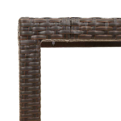 vidaXL Garden Table with Glass Top Brown 150x90x75 cm Poly Rattan