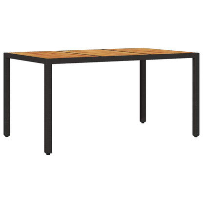 vidaXL Garden Table with Acacia Wood Top Black 150x90x75cm Poly Rattan
