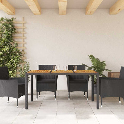 vidaXL Garden Table with Acacia Wood Top Black 150x90x75cm Poly Rattan