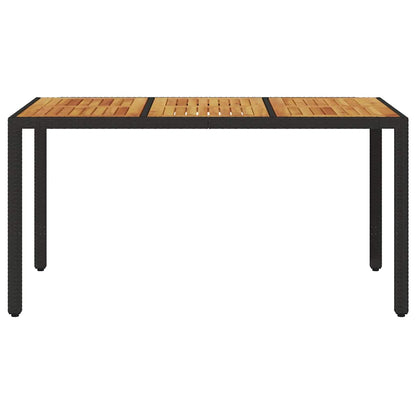 vidaXL Garden Table with Acacia Wood Top Black 150x90x75cm Poly Rattan