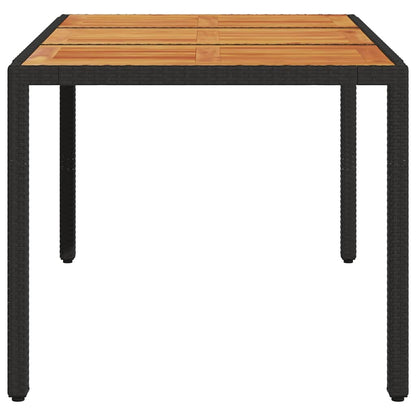 vidaXL Garden Table with Acacia Wood Top Black 150x90x75cm Poly Rattan