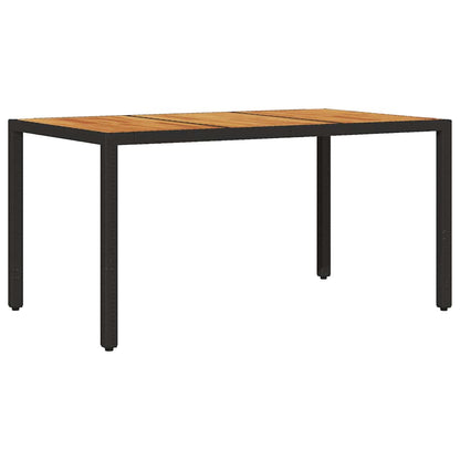 vidaXL Garden Table with Acacia Wood Top Black 150x90x75cm Poly Rattan