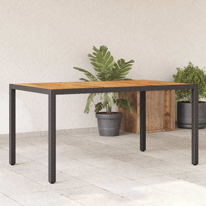 vidaXL Garden Table with Acacia Wood Top Black 150x90x75cm Poly Rattan