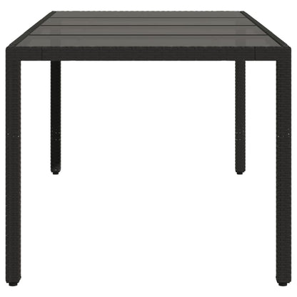 vidaXL Garden Table with Glass Top Black 190x90x75 cm Poly Rattan