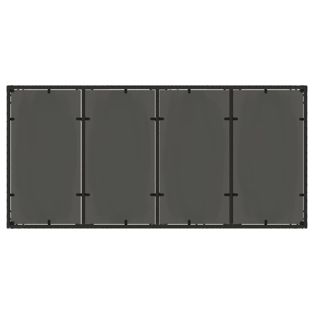 vidaXL Garden Table with Glass Top Black 190x90x75 cm Poly Rattan