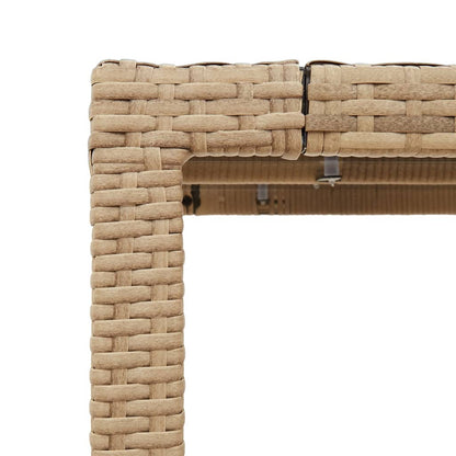 vidaXL Garden Table with Glass Top Beige 190x90x75 cm Poly Rattan