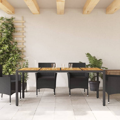 vidaXL Garden Table with Acacia Wood Top Black 190x90x75 cm Poly Rattan