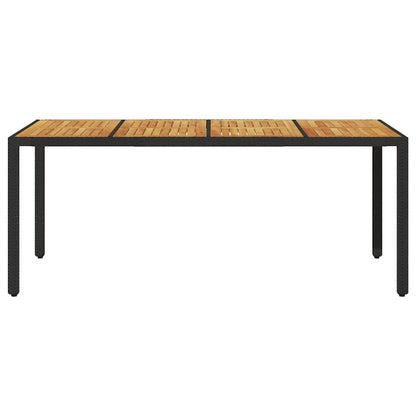 vidaXL Garden Table with Acacia Wood Top Black 190x90x75cm Poly Rattan