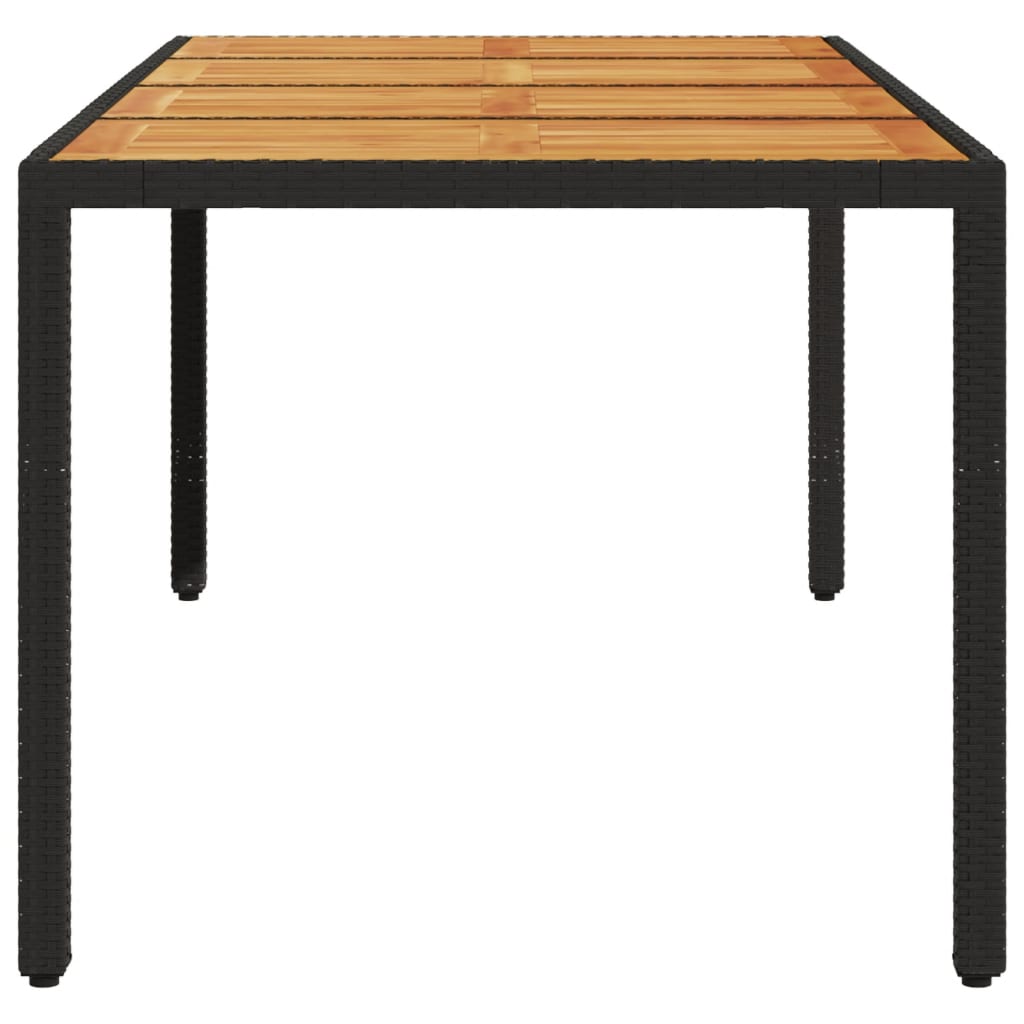 vidaXL Garden Table with Acacia Wood Top Black 190x90x75 cm Poly Rattan