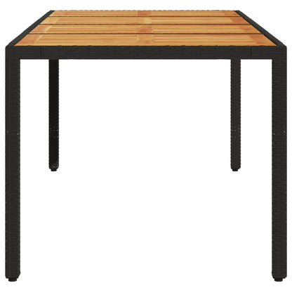 vidaXL Garden Table with Acacia Wood Top Black 190x90x75 cm Poly Rattan