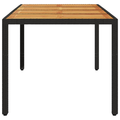 vidaXL Garden Table with Acacia Wood Top Black 190x90x75cm Poly Rattan