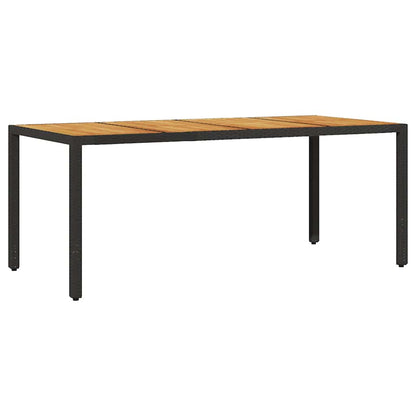 vidaXL Garden Table with Acacia Wood Top Black 190x90x75cm Poly Rattan