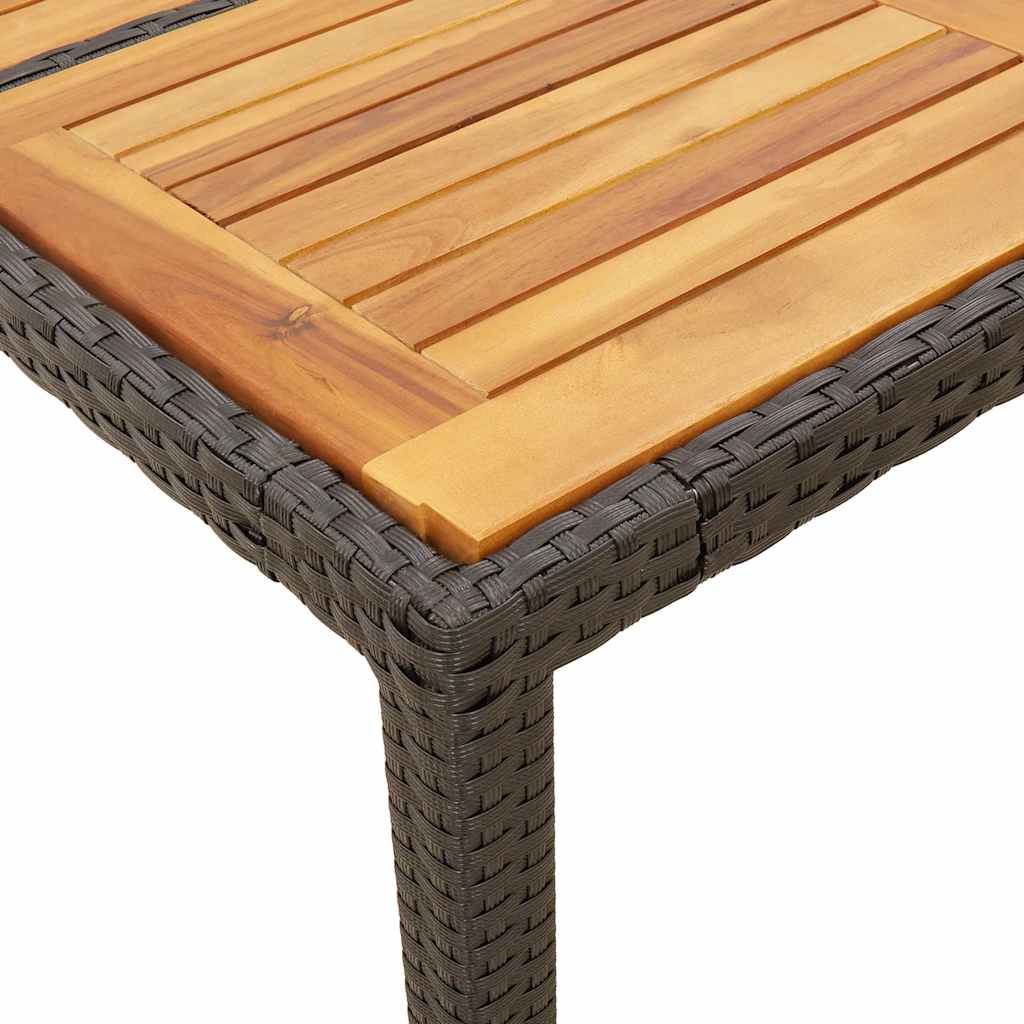 vidaXL Garden Table with Acacia Wood Top Black 190x90x75cm Poly Rattan