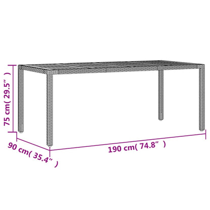 vidaXL Garden Table with Acacia Wood Top Black 190x90x75 cm Poly Rattan
