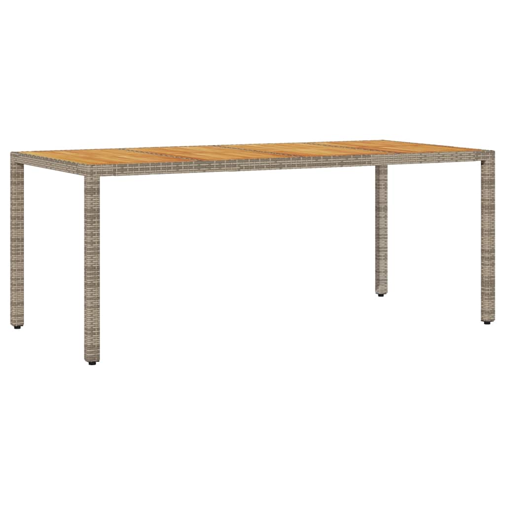 vidaXL Garden Table with Acacia Wood Top Grey 190x90x75 cm Poly Rattan