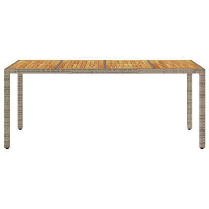 vidaXL Garden Table with Acacia Wood Top Grey 190x90x75 cm Poly Rattan