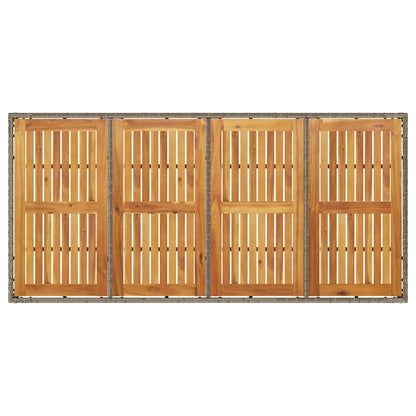 vidaXL Garden Table with Acacia Wood Top Grey 190x90x75 cm Poly Rattan