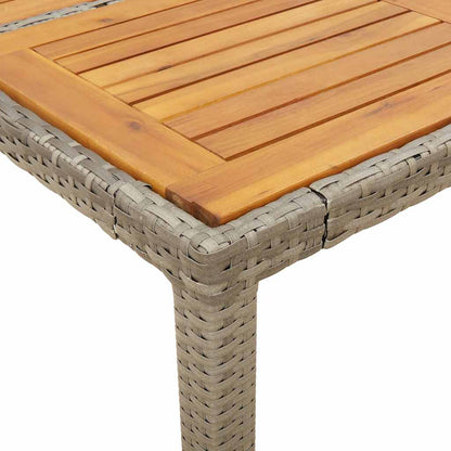 vidaXL Garden Table with Acacia Wood Top Grey 190x90x75 cm Poly Rattan