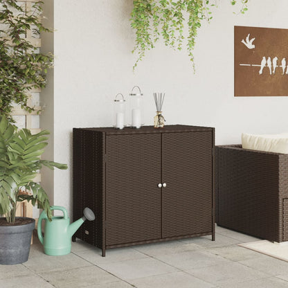 vidaXL Garden Storage Cabinet Brown 83x45x76 cm Poly Rattan