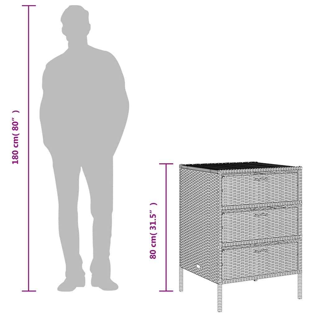 vidaXL Garden Storage Cabinet Black 55x59x80 cm Poly Rattan