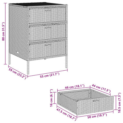 vidaXL Garden Storage Cabinet Black 55x59x80 cm Poly Rattan