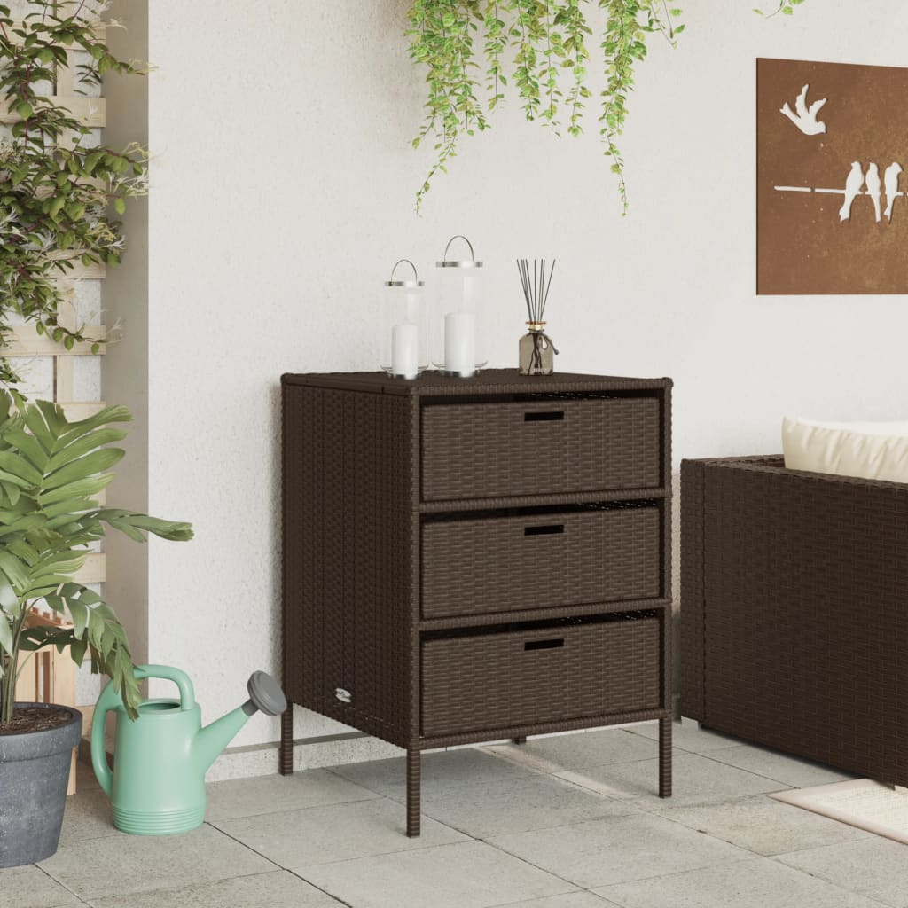vidaXL Garden Storage Cabinet Brown 55x59x80 cm Poly Rattan
