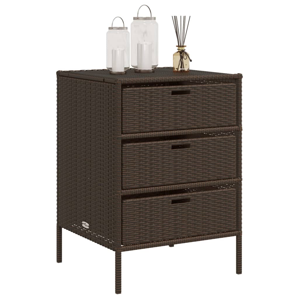 vidaXL Garden Storage Cabinet Brown 55x59x80 cm Poly Rattan