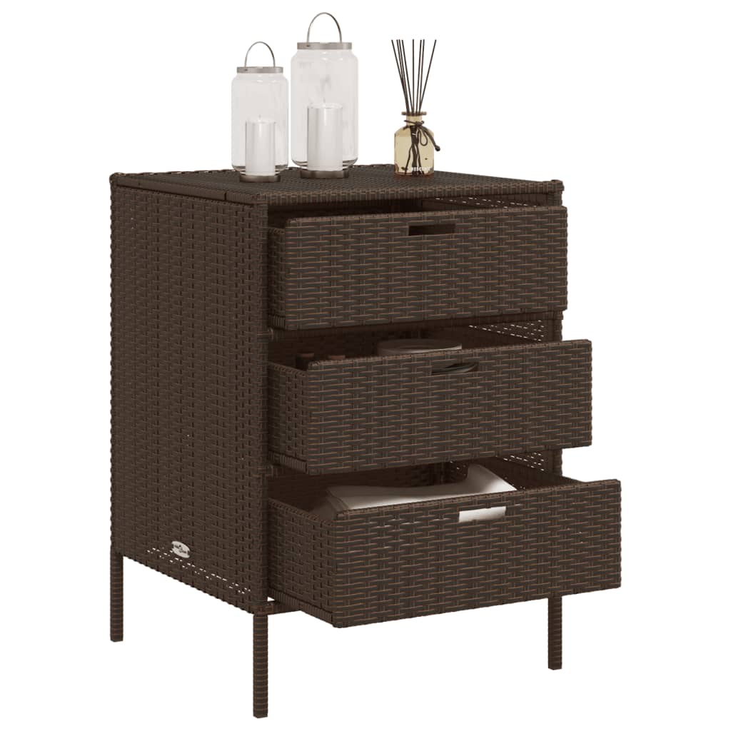 vidaXL Garden Storage Cabinet Brown 55x59x80 cm Poly Rattan