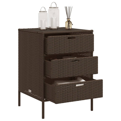 vidaXL Garden Storage Cabinet Brown 55x59x80 cm Poly Rattan