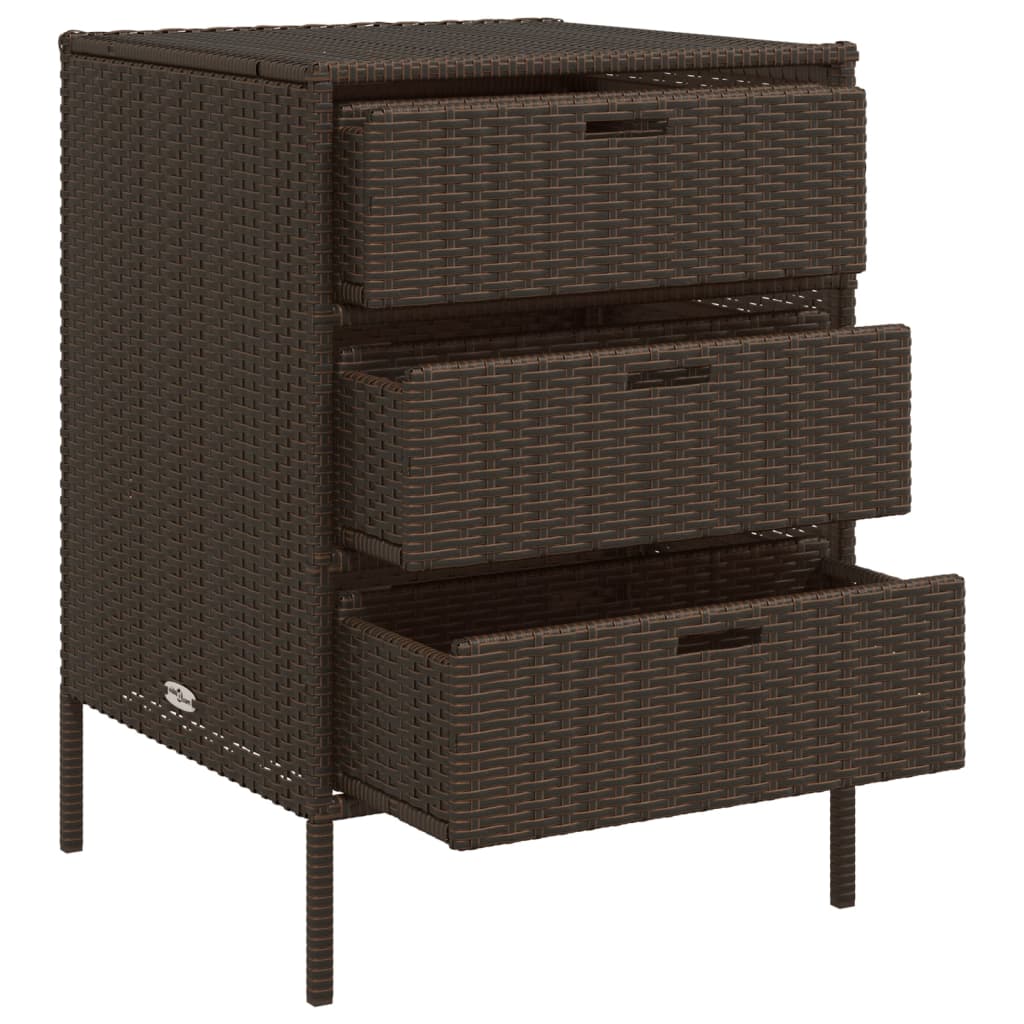 vidaXL Garden Storage Cabinet Brown 55x59x80 cm Poly Rattan