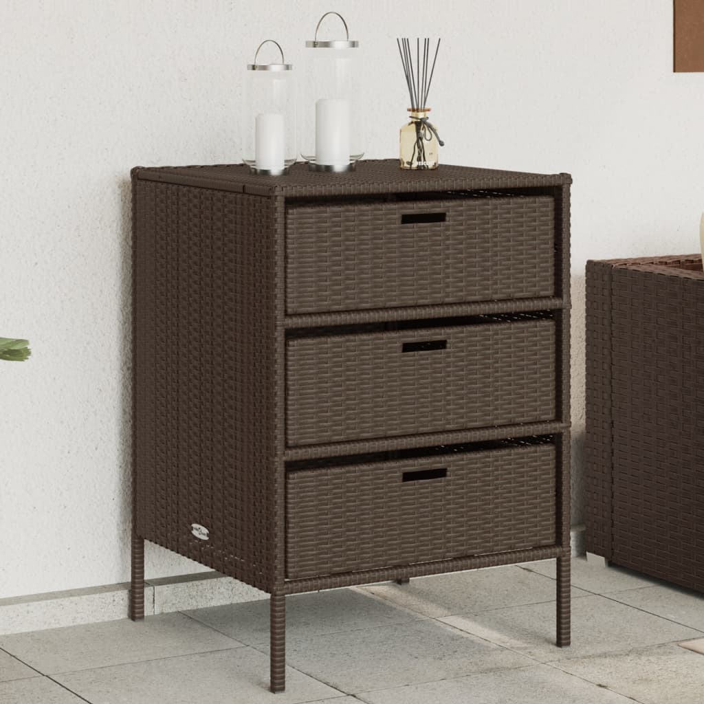 vidaXL Garden Storage Cabinet Brown 55x59x80 cm Poly Rattan