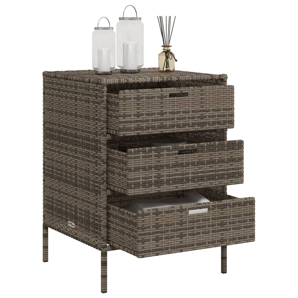 vidaXL Garden Storage Cabinet Grey 55x59x80 cm Poly Rattan