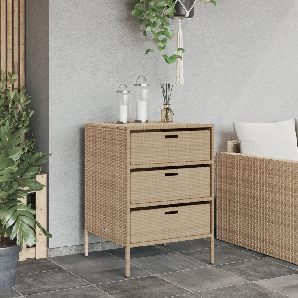 vidaXL Garden Storage Cabinet Beige 55x59x80 cm Poly Rattan