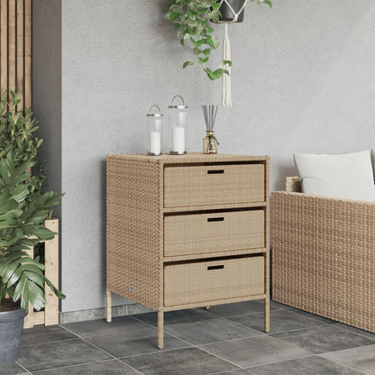 vidaXL Garden Storage Cabinet Beige 55x59x80 cm Poly Rattan