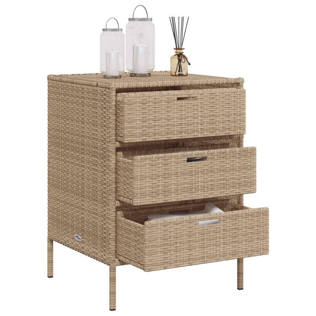 vidaXL Garden Storage Cabinet Beige 55x59x80 cm Poly Rattan
