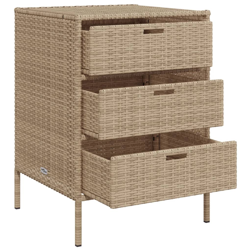 vidaXL Garden Storage Cabinet Beige 55x59x80 cm Poly Rattan