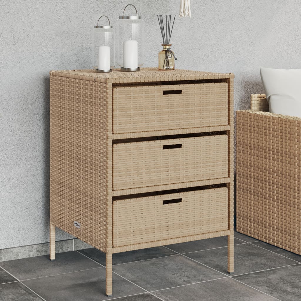 vidaXL Garden Storage Cabinet Beige 55x59x80 cm Poly Rattan