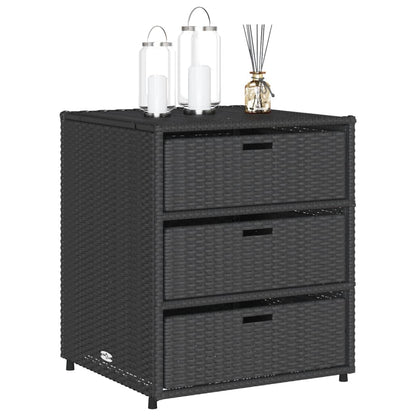 vidaXL Garden Storage Cabinet Black 55x59x69 cm Poly Rattan