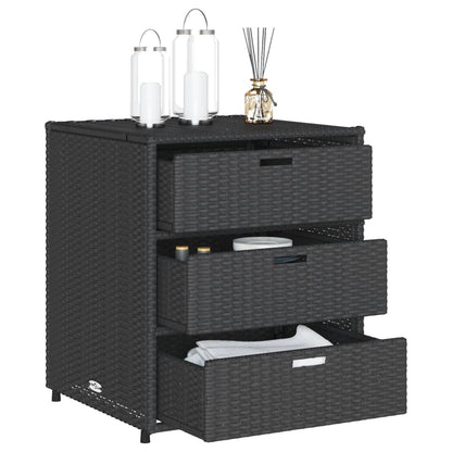 vidaXL Garden Storage Cabinet Black 55x59x69 cm Poly Rattan