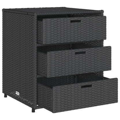 vidaXL Garden Storage Cabinet Black 55x59x69 cm Poly Rattan