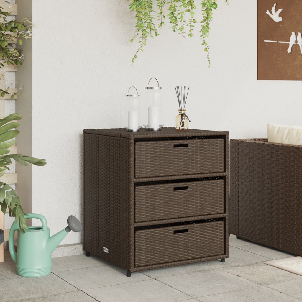 vidaXL Garden Storage Cabinet Brown 55x59x69 cm Poly Rattan