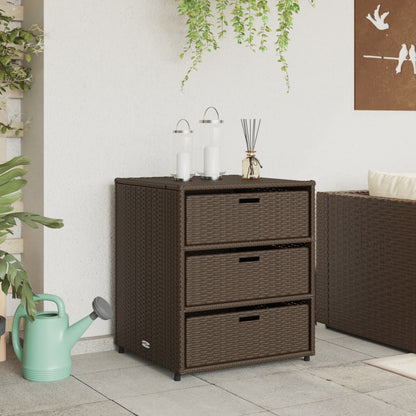 vidaXL Garden Storage Cabinet Brown 55x59x69 cm Poly Rattan