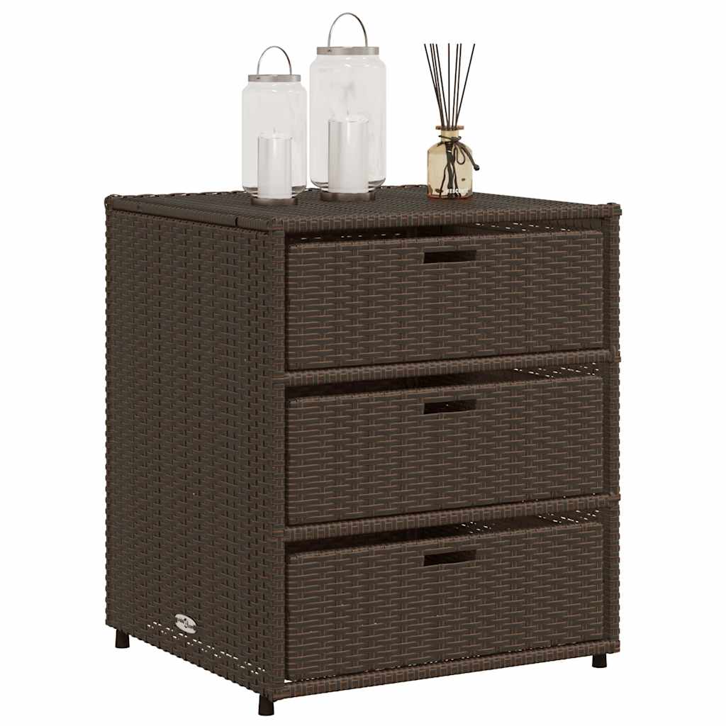vidaXL Garden Storage Cabinet Brown 55x59x69 cm Poly Rattan