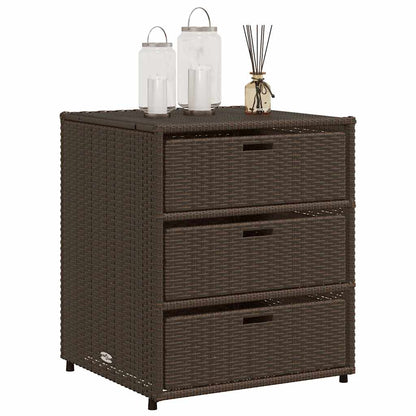 vidaXL Garden Storage Cabinet Brown 55x59x69 cm Poly Rattan