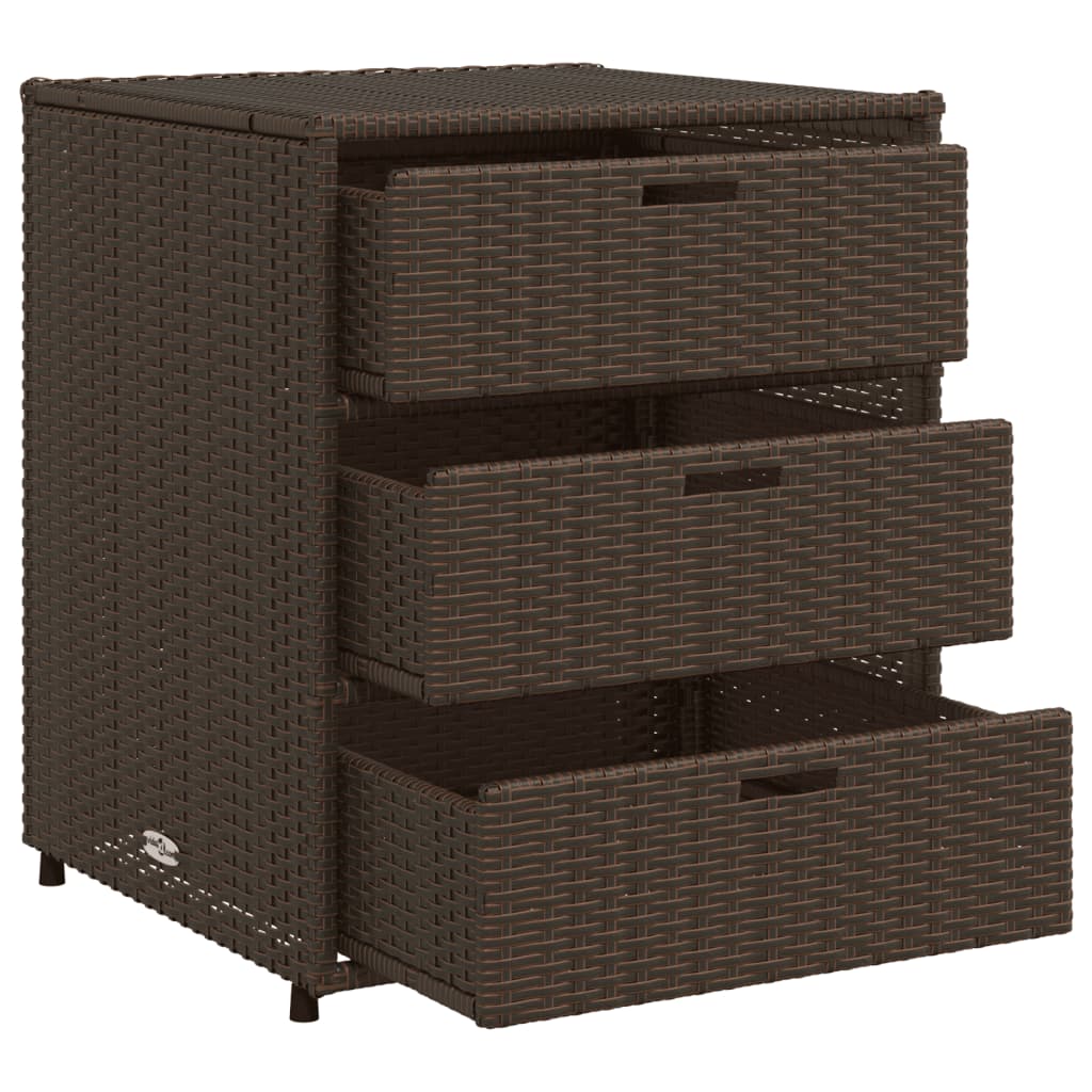vidaXL Garden Storage Cabinet Brown 55x59x69 cm Poly Rattan